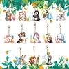 13Pcs DIY N-Z Letter Animals Double Sided Special Shaped Diamond Painting Keychains