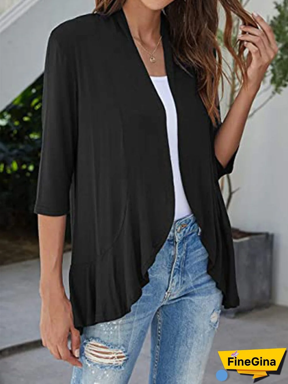 Women's 3/4 Sleeve Asymmetrical Cardigan Tops