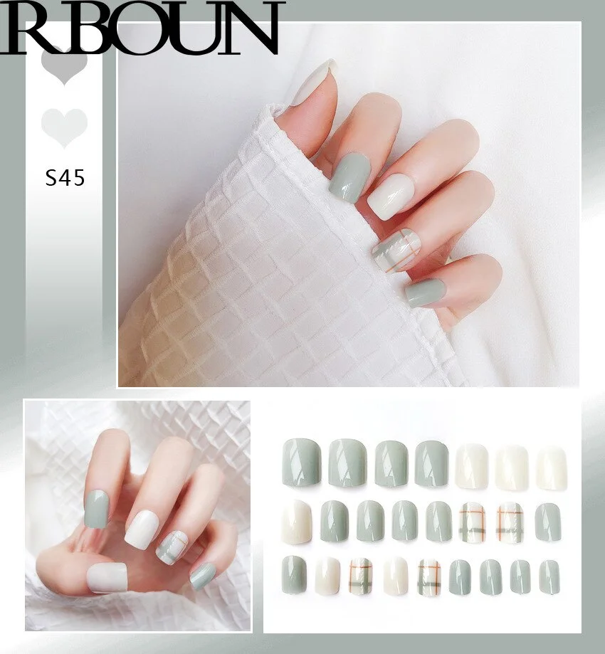 Nail Art Fake Nails Short Tips Press on With Glue Coffin Stick Clear False Display Designs Set Full Cover Artificial Square Kiss-Nail Inspo