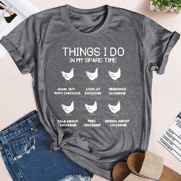 Life is Better in the Country with Crazy Chickens Round Neck T-shirt-0019469
