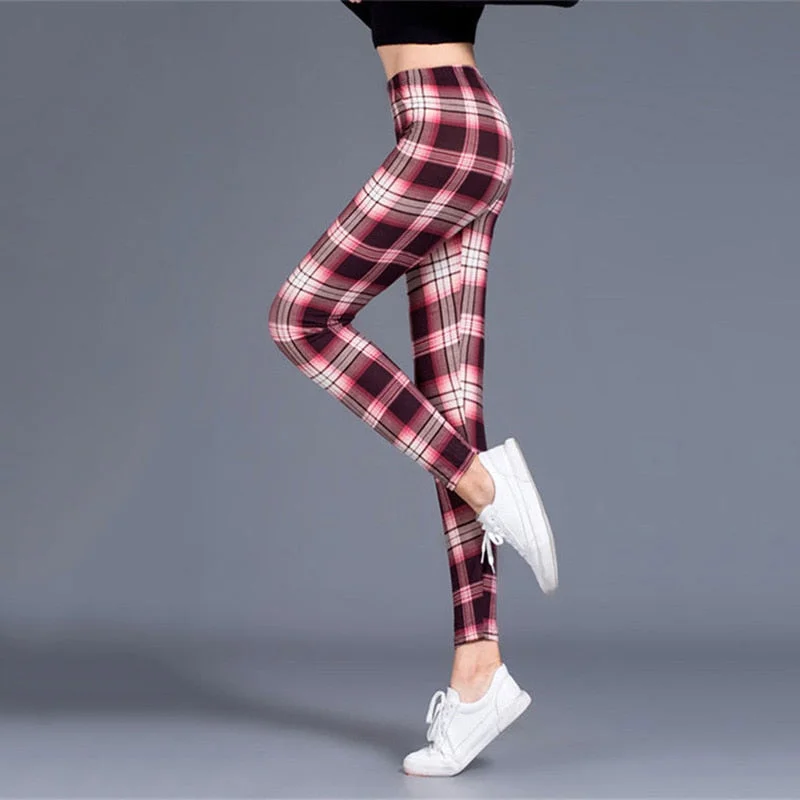 Plaid Leggings Women Sexy Pants Push Up Leggings Fashion Fitness Leggins Gym Sporting High Waist Trousers