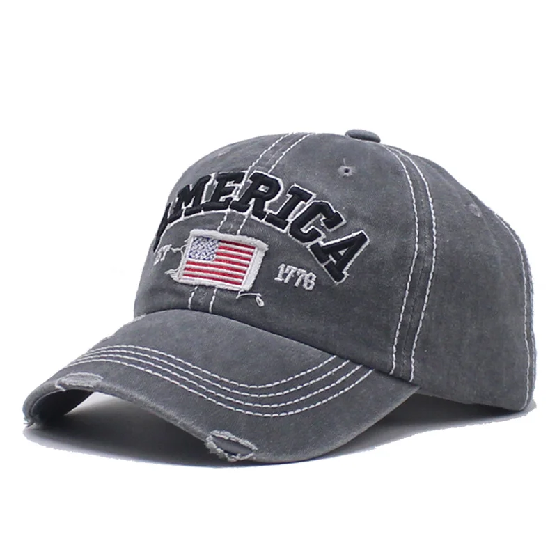 Men's Women's American Flag Embroidered Washed Retro Cap-inspireuse