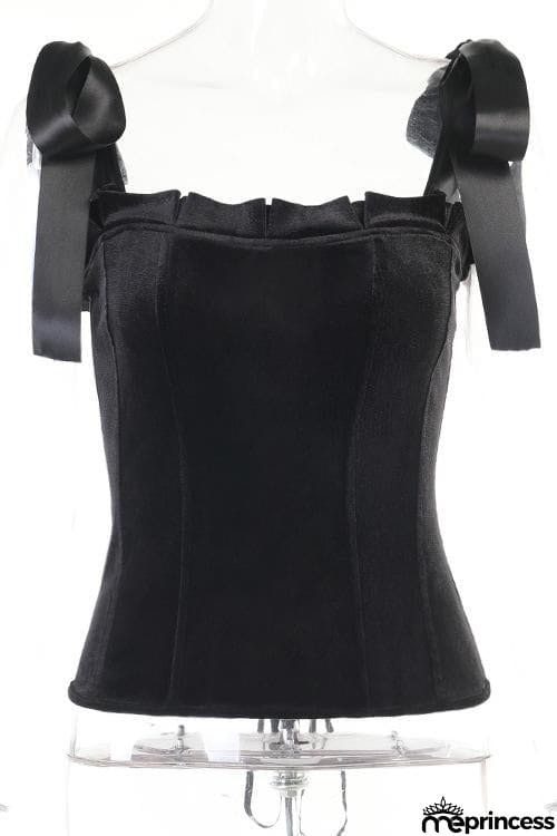 Ruffles Bow Tie Corset Top