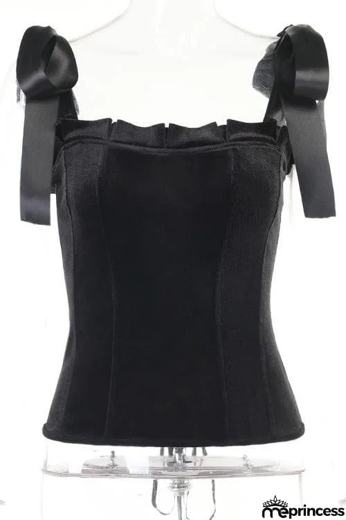 Ruffles Bow Tie Corset Top