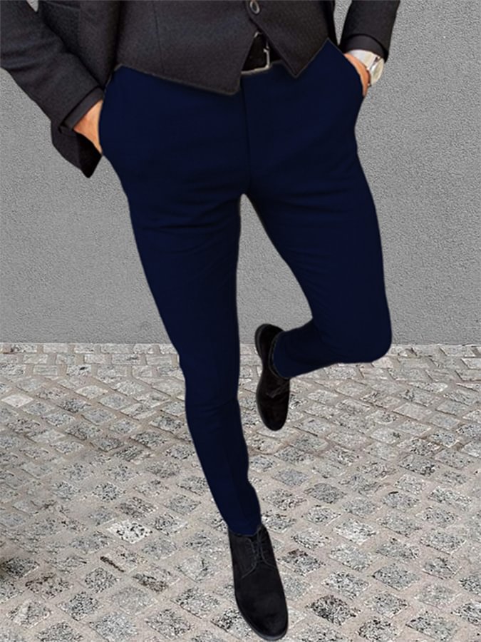 Men's Slim Fit Navy Blue Pants