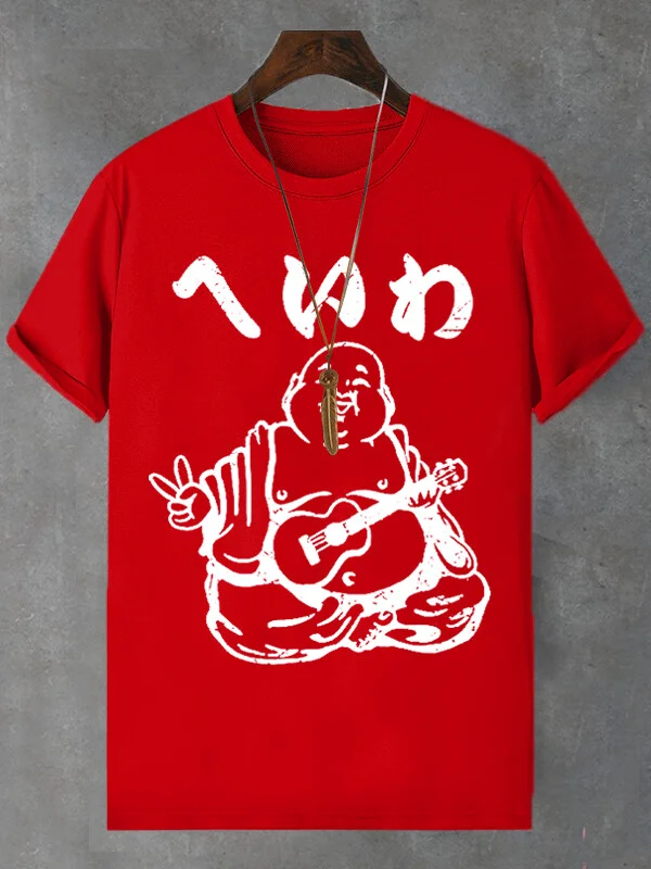 Men's Japanese Music Art Print Cotton Casual T-Shirt