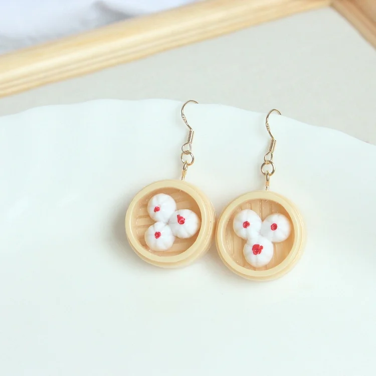 Funny Simulation Dim Sum Earrings