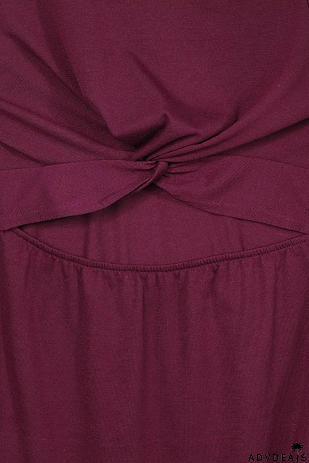 Burgundy Crew Neck Sleeveless Twist Hollow-out Bodycon Mini Dress