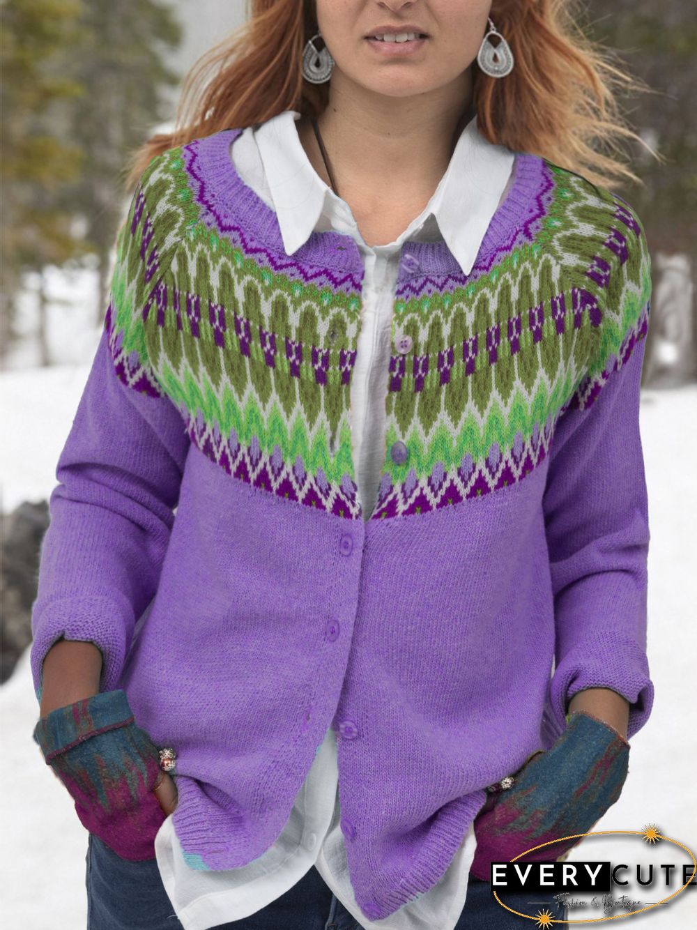 Printed Cotton Casual Cardigans