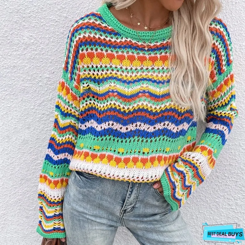 Colourful Striped Knit Sweater