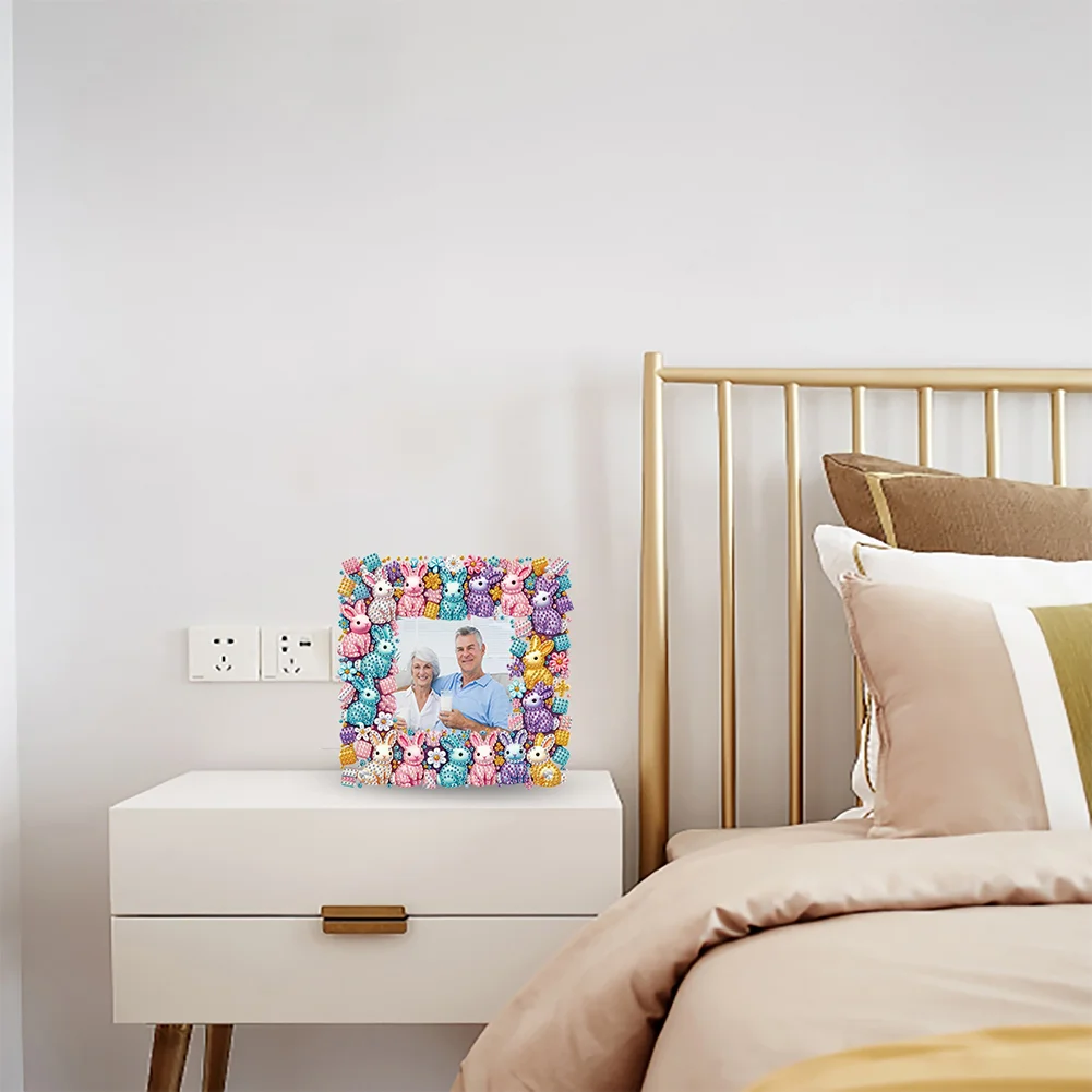 5D DIY Rabbit Acrylic Special Shape Rhinestone Tabletop Photo Frame Kit