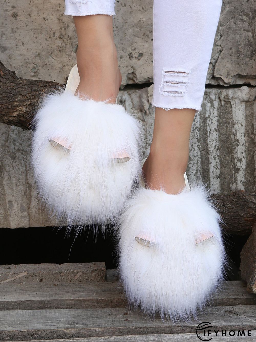 Cute Cat Ears Mohair Warm Fleece Indoor Slippers | IFYHOME