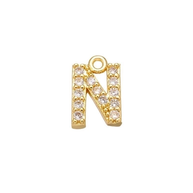 1 Piece 925 Sterling Silver Zircon 22K Gold Plated Rhodium Plated Letter Pendant Charms