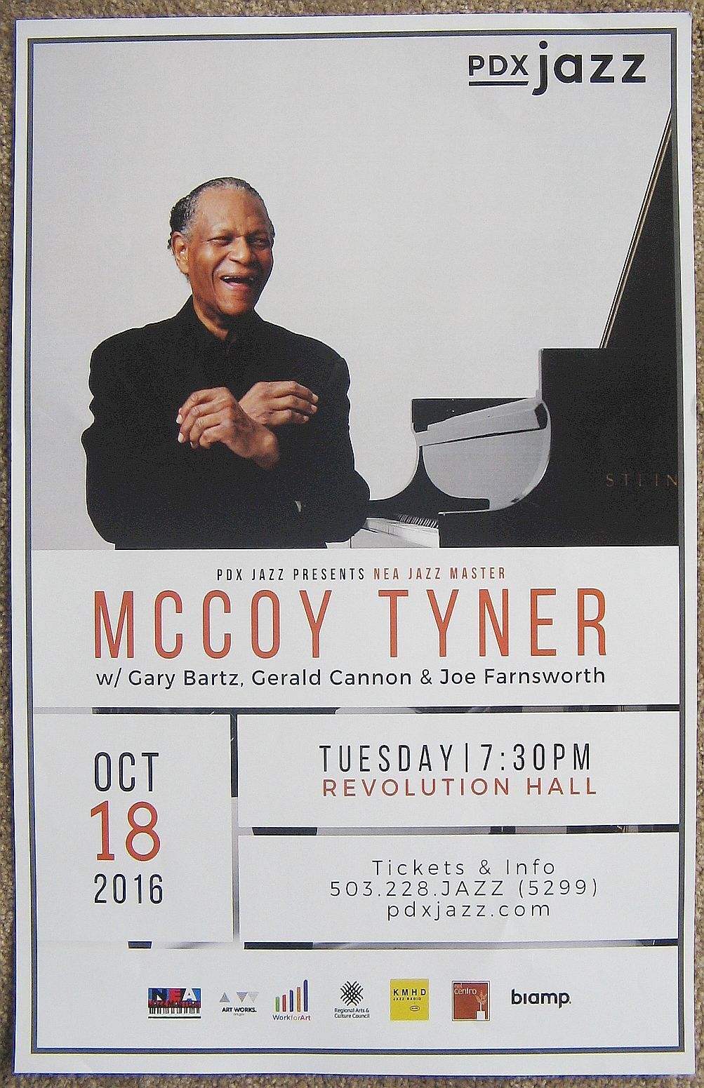 McCOY TYNER 2016 Gig POSTER Portland Oregon Gig Concert