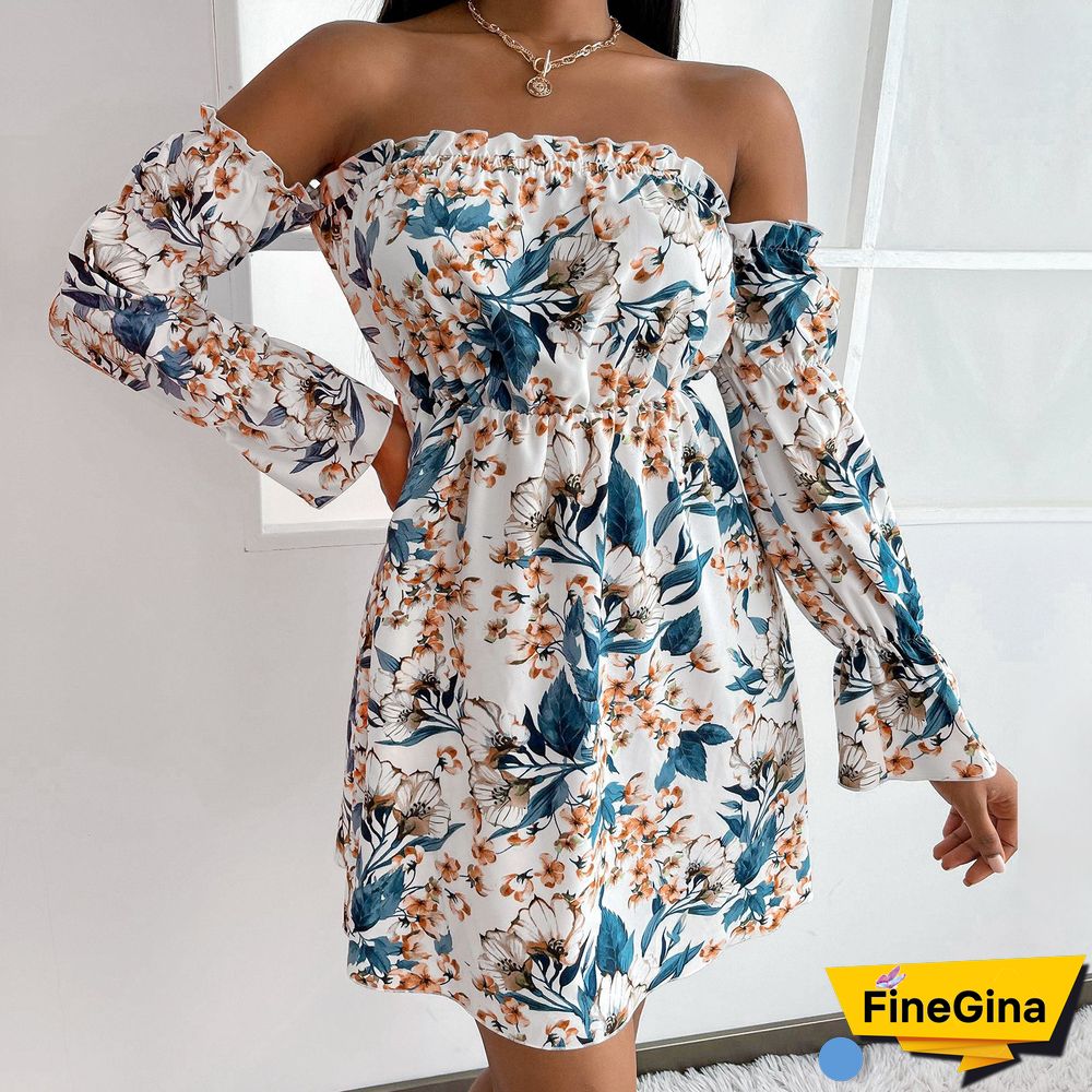 Chest-wrapped Commuter Print Dress