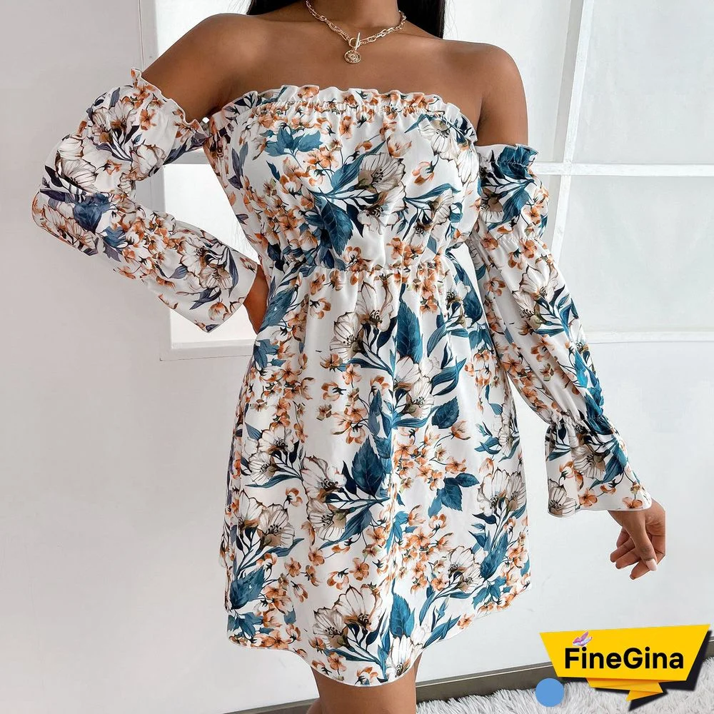 Chest-wrapped Commuter Print Dress