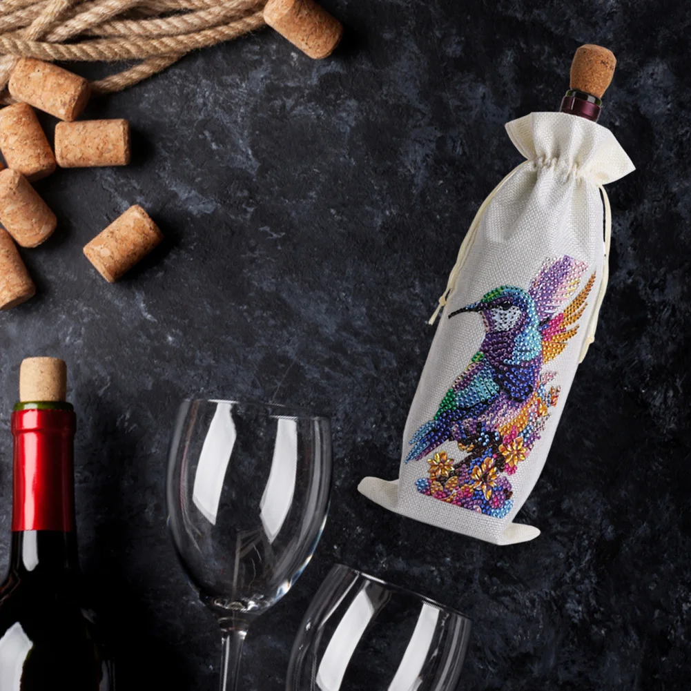 DIY Hummingbird Diamond Painting Wine Bags Creative Diamond Art Liquor Bottle Covers
