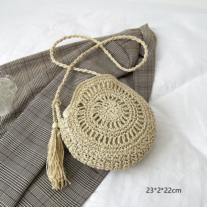 Winpolly Rattan Woven Women Straw Crossbody Bag Small Clutch Purse and Handbag Summer Beach Bag Woman Tassel Shoulder Messenger Bag Women's handbags