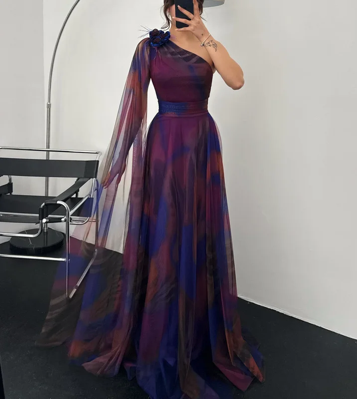  Summer Elegant One Shoulder Detail Dress ef83
