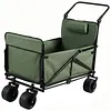 [US Local Warehouse] 2-in-1 Wagons Carts Foldable 440lbs Capacity Folding Chair Cart with All-Terrain Wheels Beach Wagon for  Sports Garden Camping (Green)