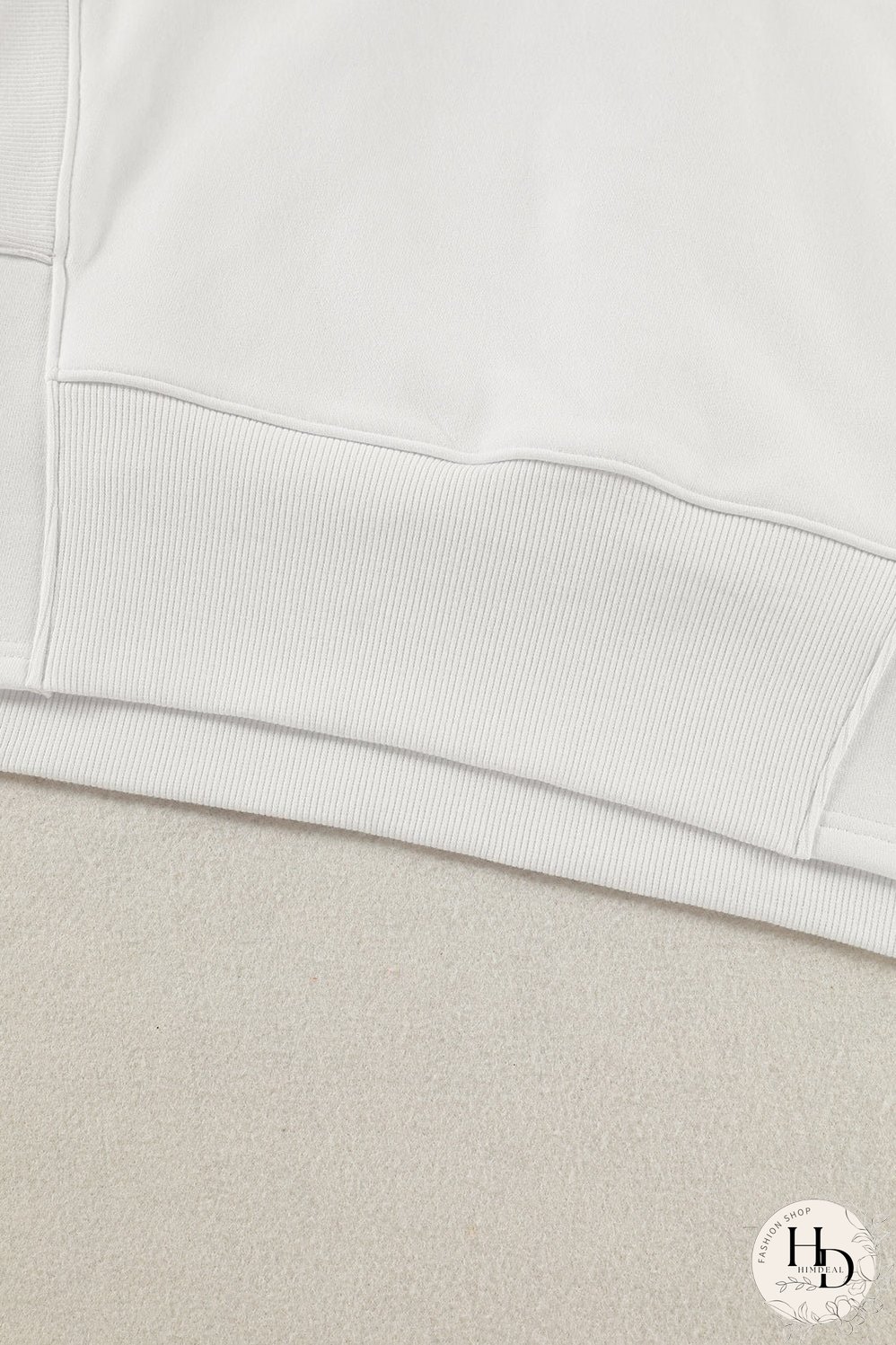 Cozy White Ribbed Pullover with Quarter-Zip Detail