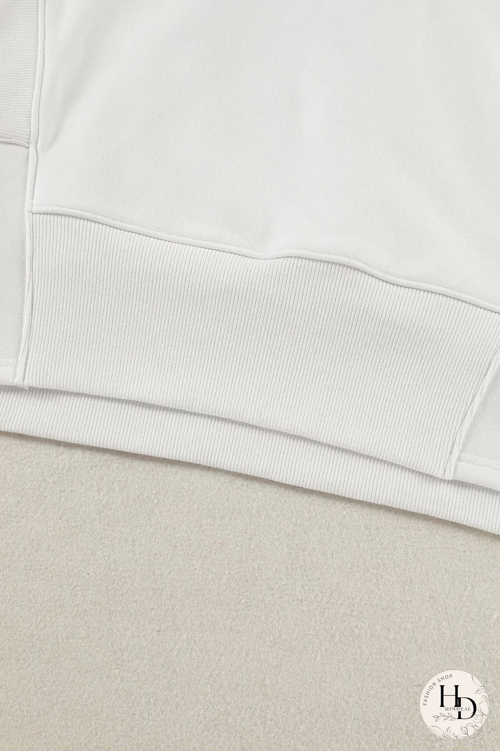 Cozy White Ribbed Pullover with Quarter-Zip Detail