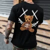 Men's Streetwear Graphic Printed Toy Bear Crew Neck Tee by Inlyline