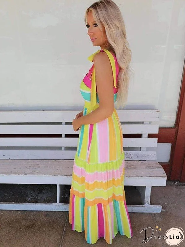 Bohemian Rainbow Maxi Dress