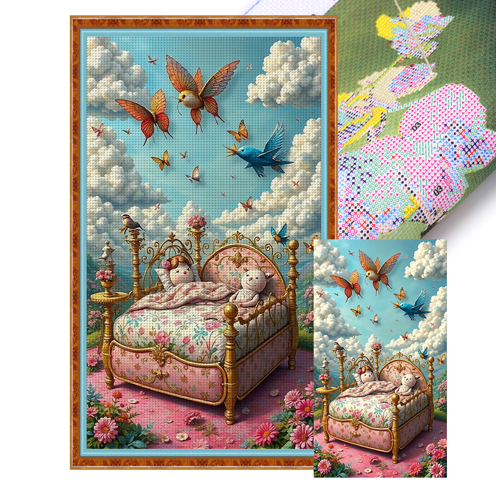Flowers By The Bed Full 11CT Pre-stamped Canvas(40*70cm) Cross Stitch