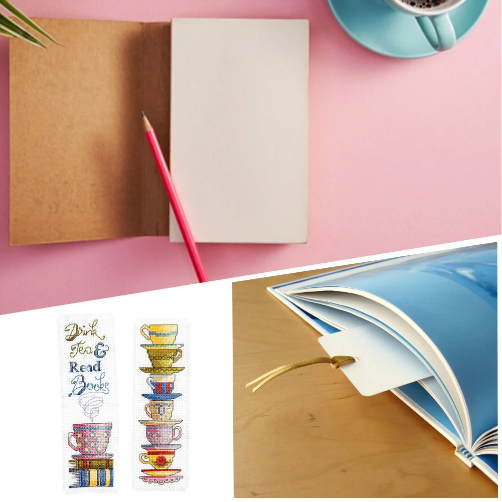 14ct 2-Strand Double-sided Counted Cross Stitch Bookmark - Cup(18*6cm)