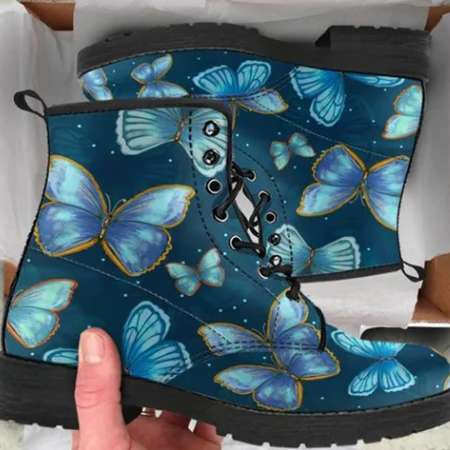Butterfly Print Pu Winter Boots -boots