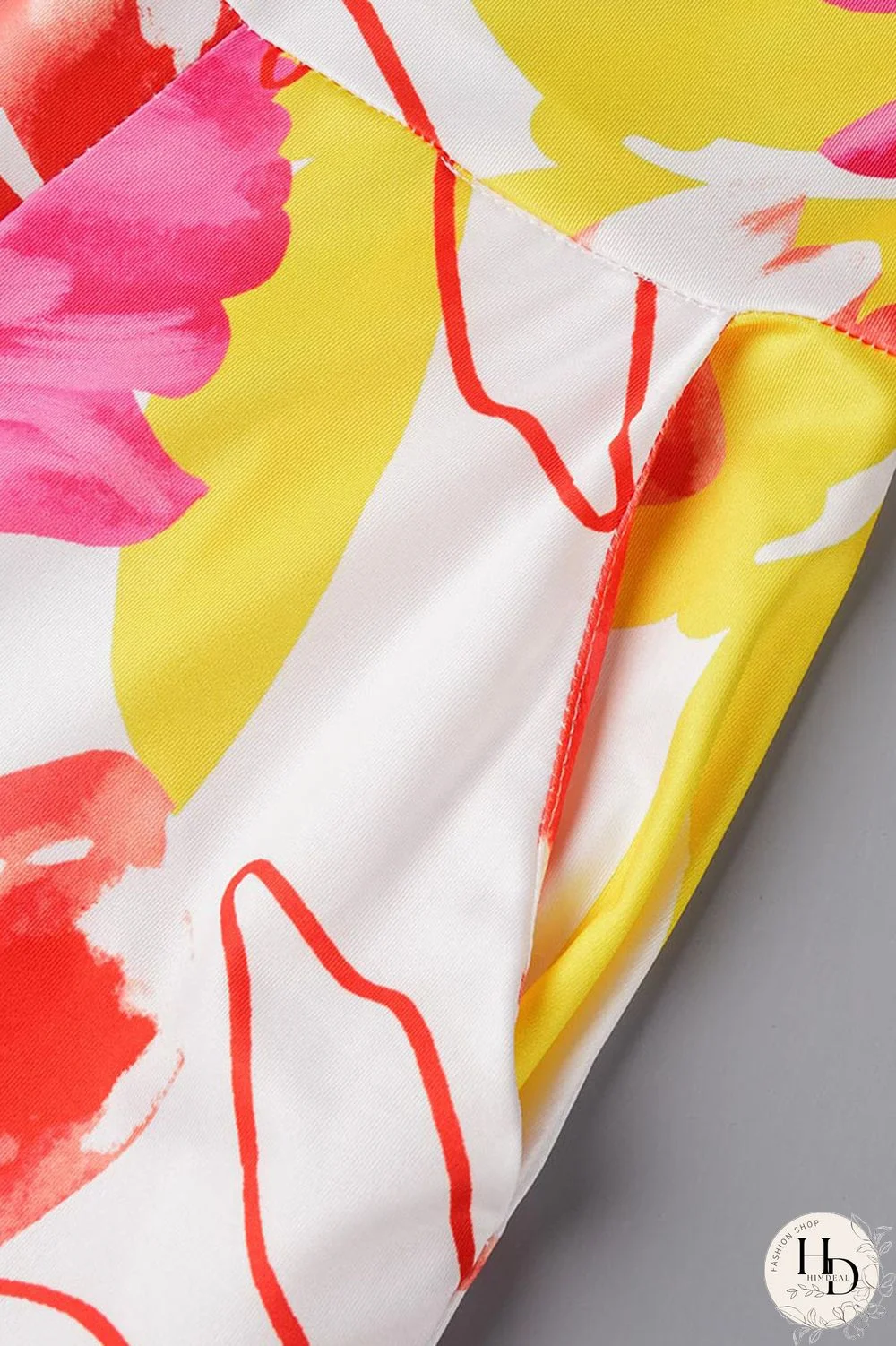 Yellow Sexy Print Patchwork Strapless Straight Jumpsuits