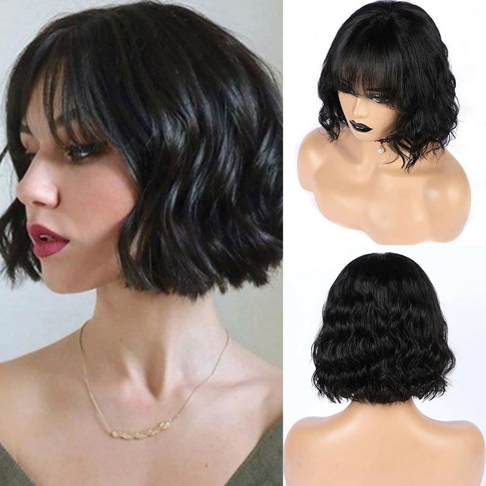 Short Body Wave Bob Wigs with Bangs for Black Women US Mall Lifes