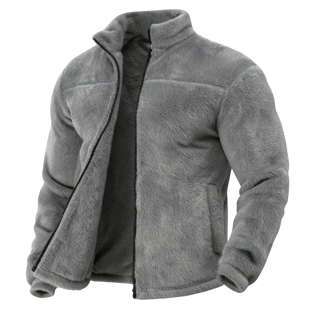 Men's Double-Sided Fleece Thick Stand Collar Jacket