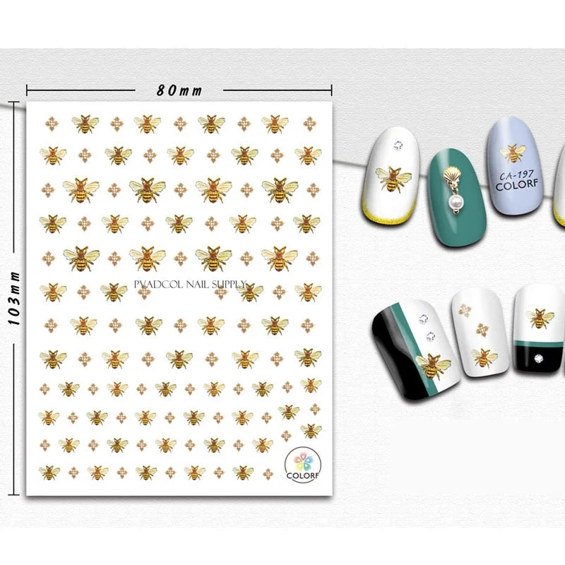 Bee Nails 3D Alloy Metal Nail Art Manicure Charms Gold Plated Salon Tips Rhinestones Decoration-Nail Inspo