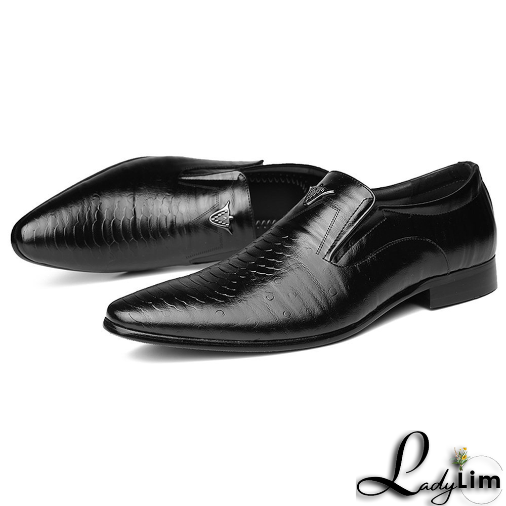 Brown Casual Vintage Basic Pointed Leather Shoes