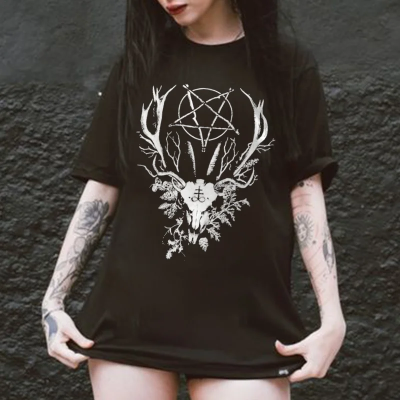 Black Craft Satan Printed Women's T-shirt -  