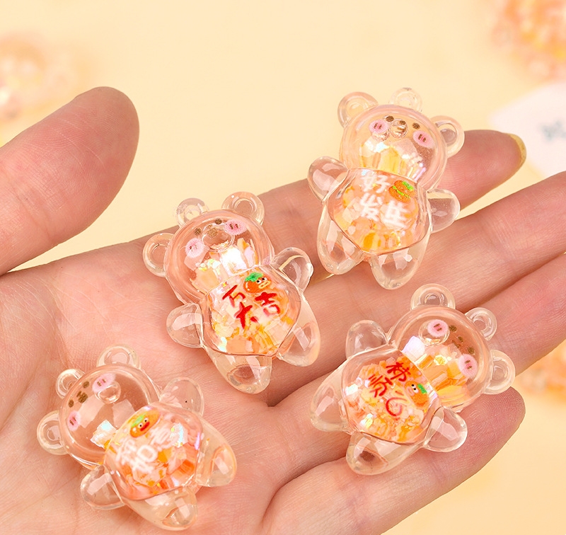 Mini Acrylic Transparent Bear Liquid Charm