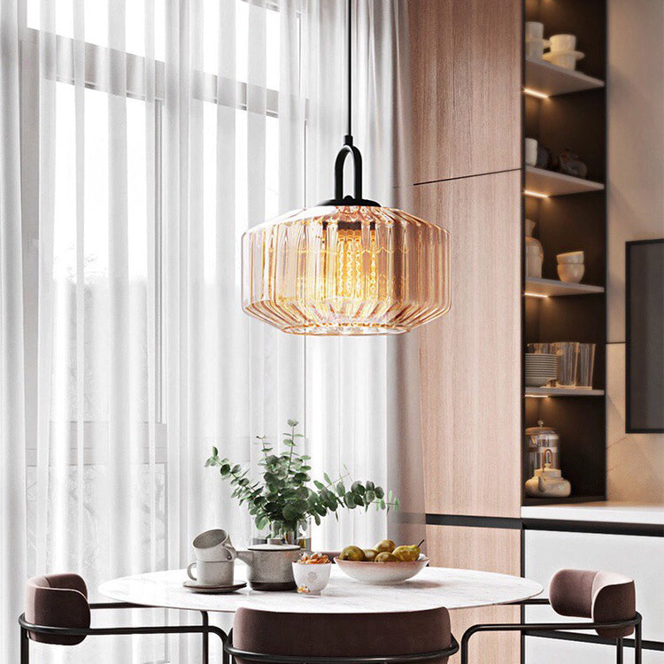 Modern Minimalist Memphis Round Glass Iron 1-Light Pendant Light For Living Room