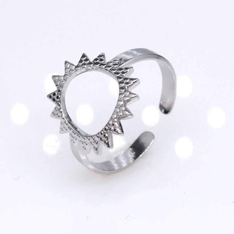 Retro Round Titanium Steel Plating Open Ring 1 Piece