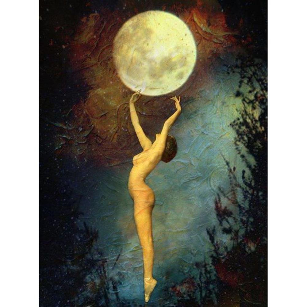 

30x40cm Round Drill Diamond Painting-Naked Woman Moon, 501 Original