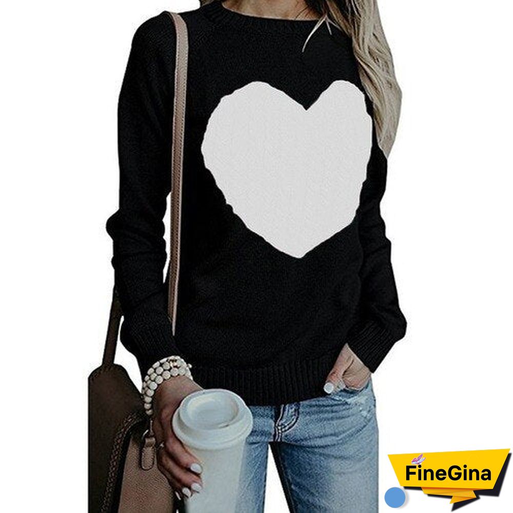 Oversized Sweaters For Women Fashion Autumn Winter Warm Women'S Jumper Loose Love Pattern Sweater Knitted Pullover Female