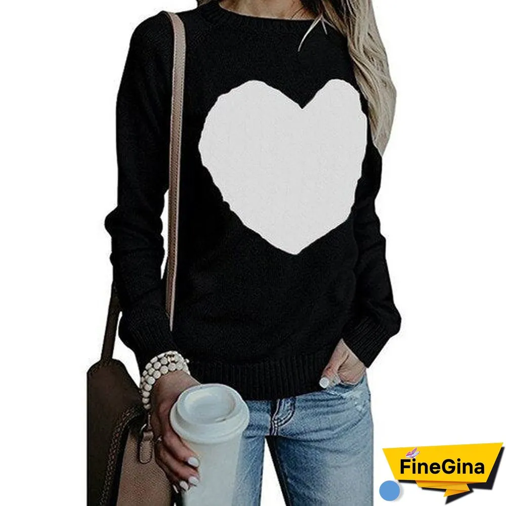 Oversized Sweaters For Women Fashion Autumn Winter Warm Women'S Jumper Loose Love Pattern Sweater Knitted Pullover Female