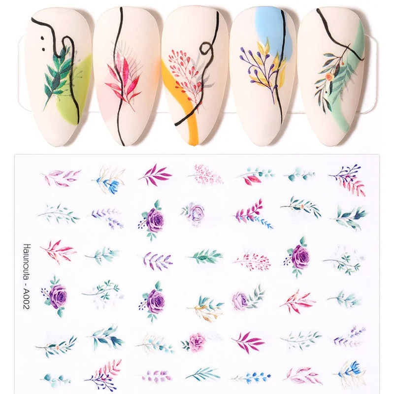 3D Iridescent Black White Design Fire Nail Stickers Sliders Manicures Accessories Decals DIY Nail Art Decorations Decor Tool