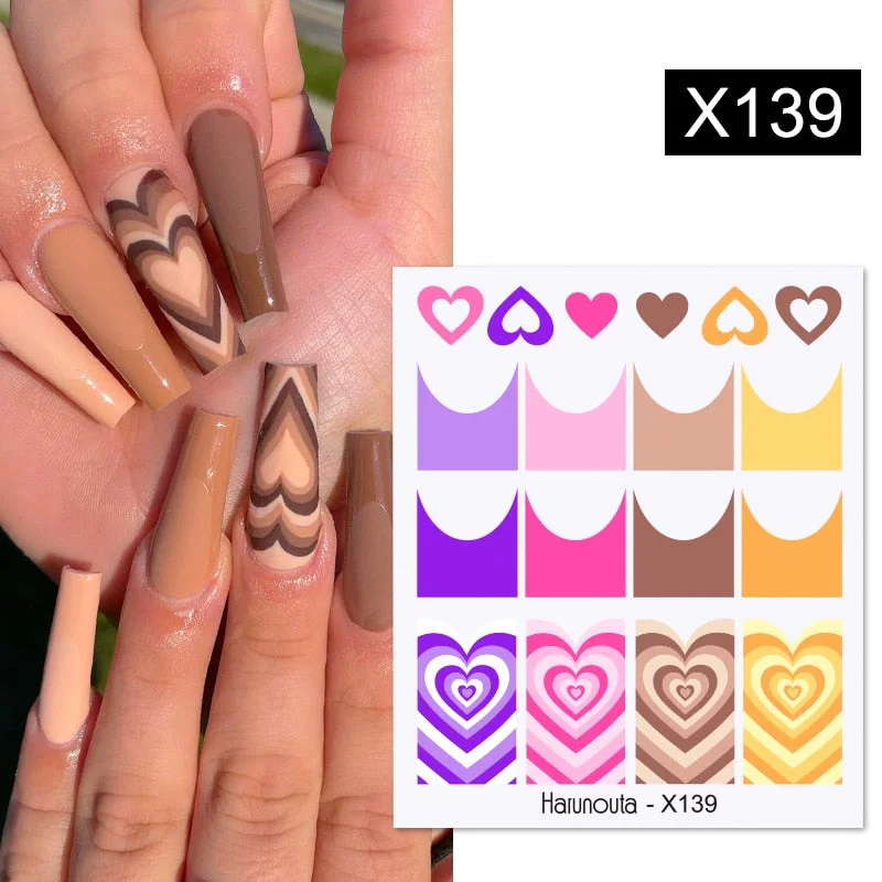 Harunouta Water Decals Ink Blooming Flower Leaves Transfer Nail Stickers Butterfly Love Heart Design Slider Watermark Decoration-Nail Inspo