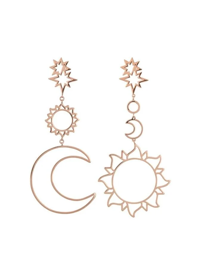 Vintage Earrings Sun And Moon Pendant