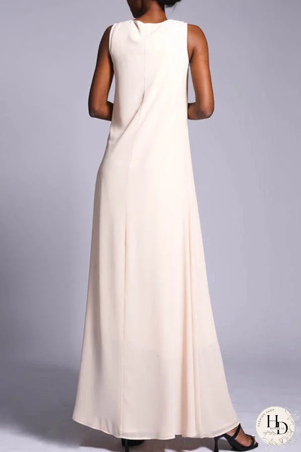 Casual Round Neck Solid Maxi Dress