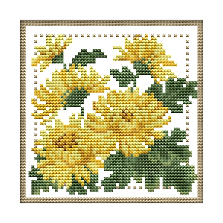 Flowers - November - Printed Cross Stitch 11CT 21*21CM