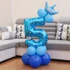 10PCS Blue Pink Party 0 - 9 Numbers Aluminum Film Latex Balloons Birthday Anniversary Decors