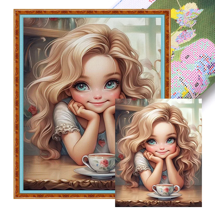Curly Hair Girl - Printed Cross Stitch 11CT 50*60CM